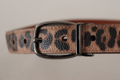 Dolce & Gabbana Brauner Gürtel mit Leopardenprägung und Lederschnalle