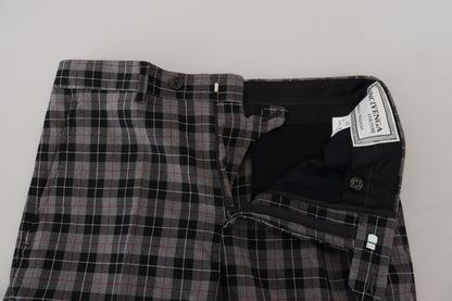 BENCIVENGA Elegant gray checked men's chinos