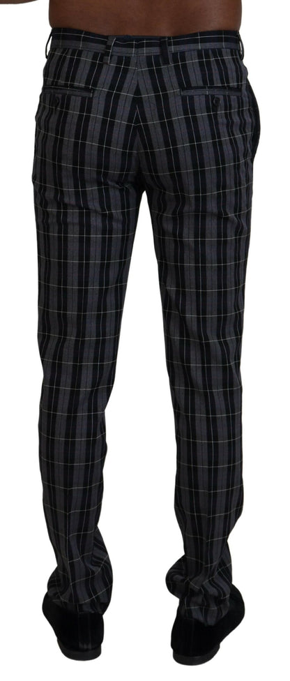 BENCIVENGA Graue karierte Slim Fit Herrenhosen