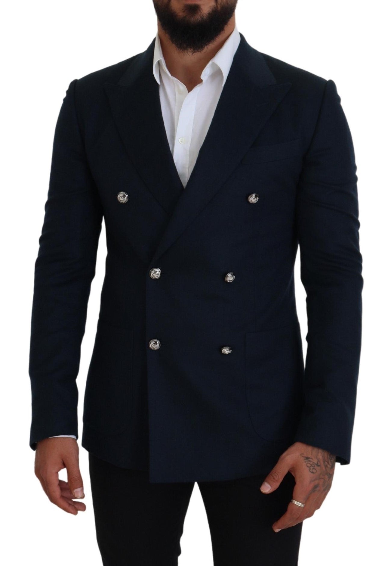 Dolce & Gabbana Blauer doppelreihiger formeller Mantel Blazer