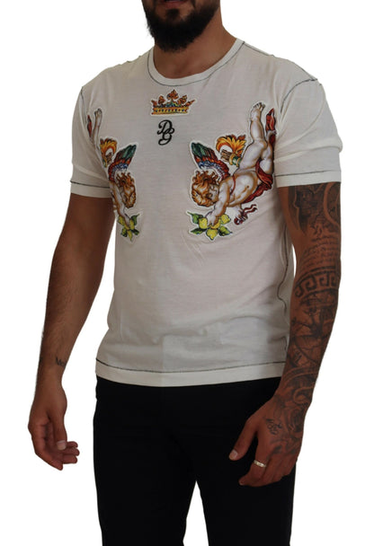 Dolce & Gabbana Weißes bedrucktes Kurzarm-T-Shirt für Männer