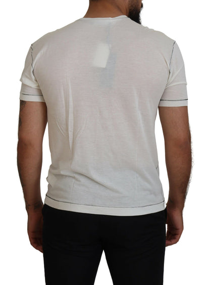 Dolce & Gabbana Weißes bedrucktes Kurzarm-T-Shirt für Männer