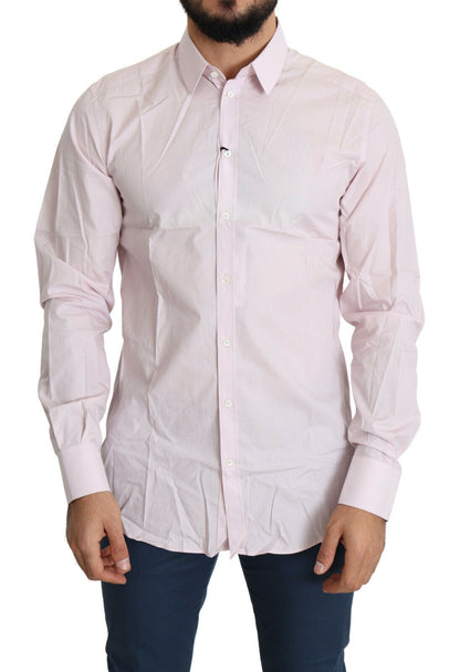 Dolce & Gabbana Hellrosa Formales GOLD Hemd aus Baumwolle