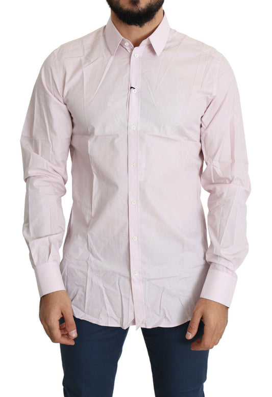 Dolce & Gabbana Hellrosa Formales GOLD Hemd aus Baumwolle
