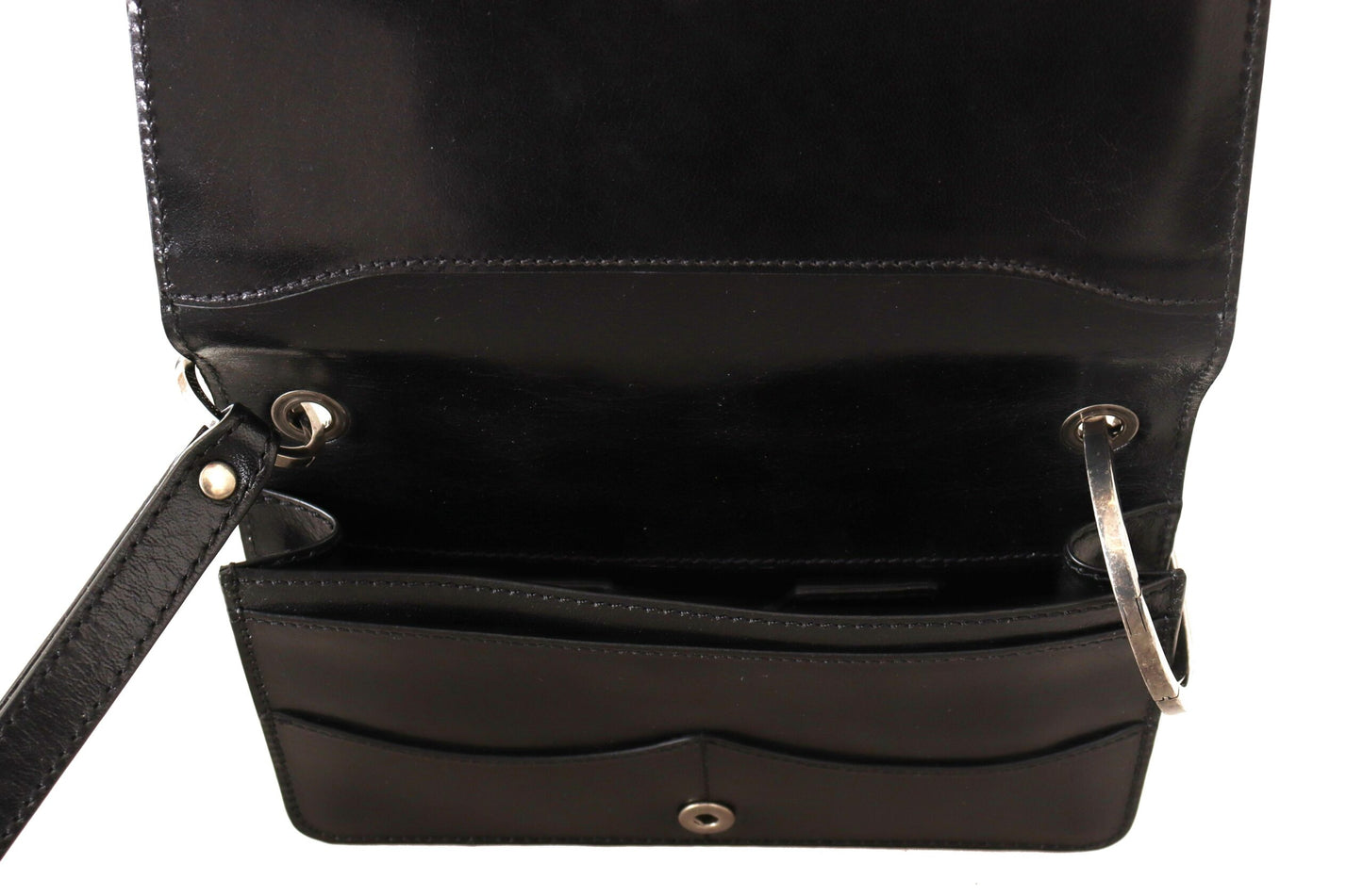 Dolce & Gabbana Schwarzes Lederhandtäschchen Mini Bag Card Bill Wallet