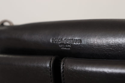 Dolce & Gabbana Schwarzes Lederhandtäschchen Mini Bag Card Bill Wallet