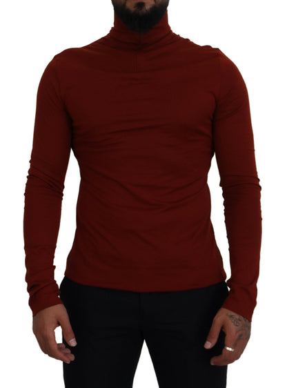 Dolce & Gabbana Brauner Rollkragenpullover mit Reißverschluss aus Baumwolle
