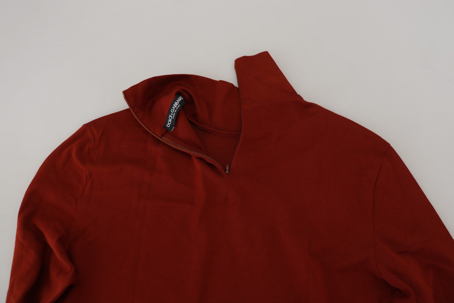 Dolce & Gabbana Brauner Rollkragenpullover mit Reißverschluss aus Baumwolle