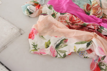 Dolce & Gabbana Multicolor Seide Floral Bodycon Etuikleid