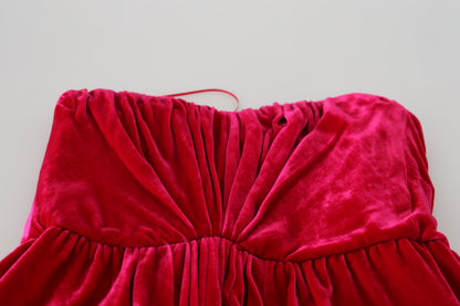 Dolce & Gabbana Rosa Viskose Stretch Trägerloses Kleid in A-Linie