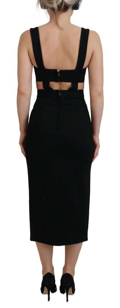 Dolce & Gabbana Schwarzes Viskose Bodycon Etuikleid Midikleid
