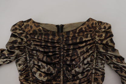 Dolce & Gabbana Multicolor Leopard Bodycon Etuikleid Midikleid