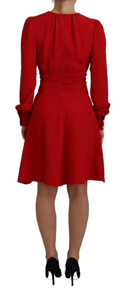 Dolce & Gabbana Rotes Seidenmantelkleid in A-Linie, knielang
