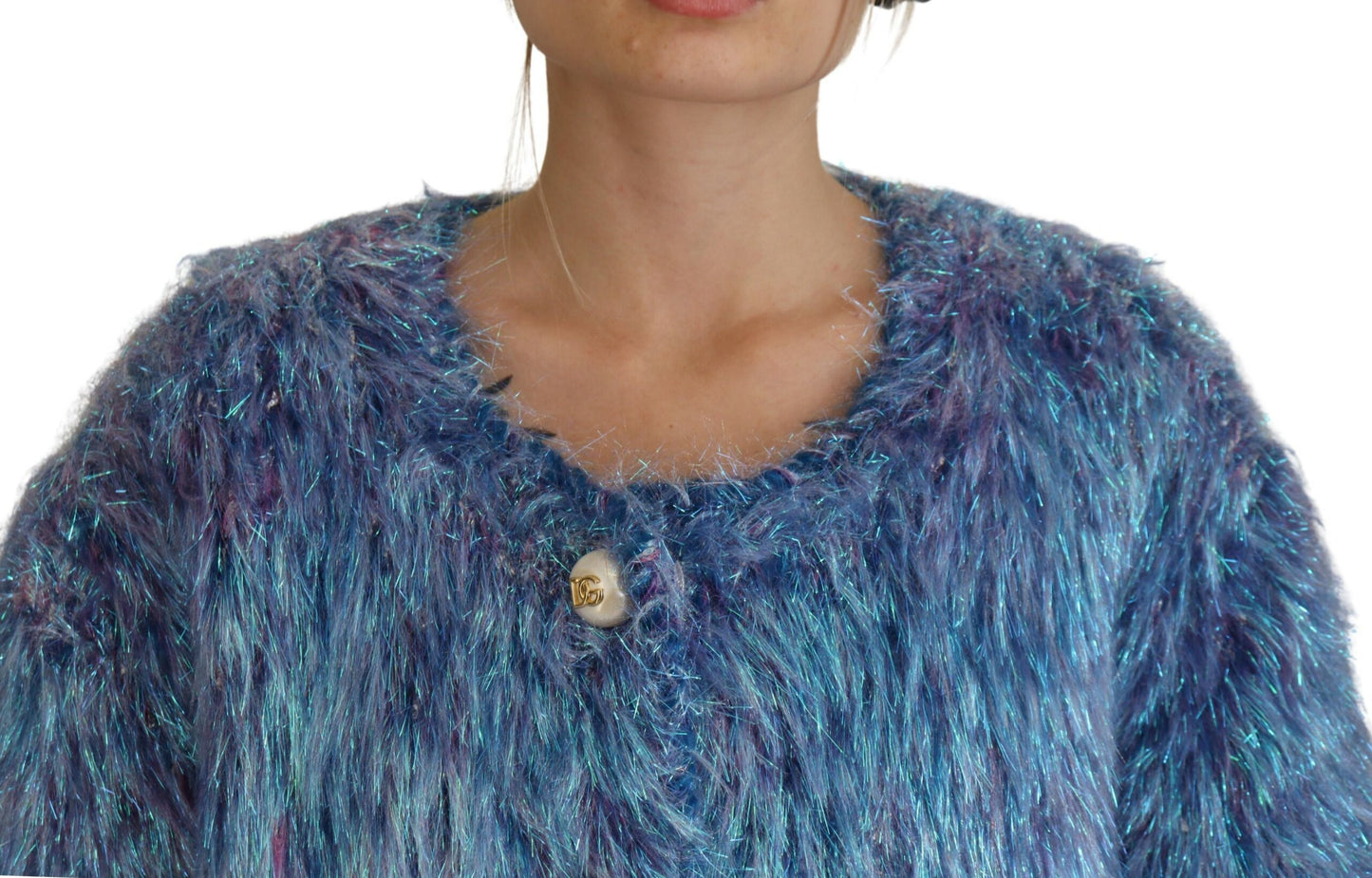 Dolce & Gabbana Multicolor Polyester Fransen Mantel Jacke