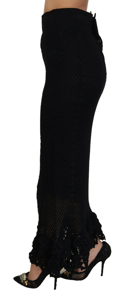 Dolce & Gabbana Schwarzer Baumwollstrickrock mit hoher Taille für Meerjungfrauen