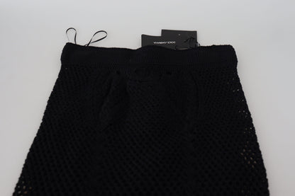 Dolce & Gabbana Schwarzer Baumwollstrickrock mit hoher Taille für Meerjungfrauen