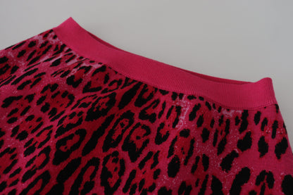 Dolce & Gabbana Rosa Leopard A-Linien-Minirock mit hoher Taille