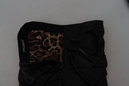Dolce & Gabbana Schwarzer A-Linien-Minirock aus Lammleder