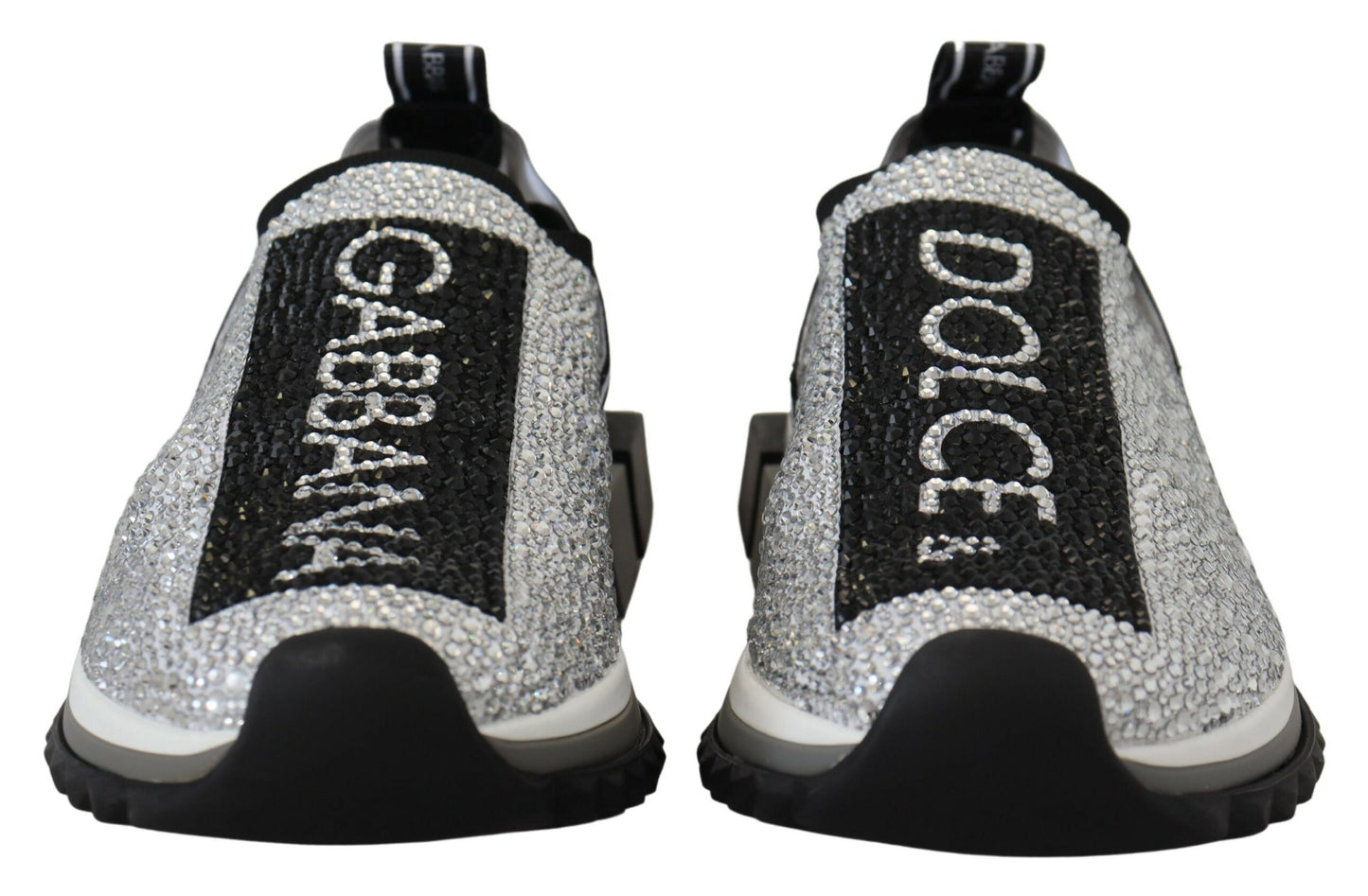 Dolce &amp; Gabbana Glitter Silver Rhinestone Sneakers