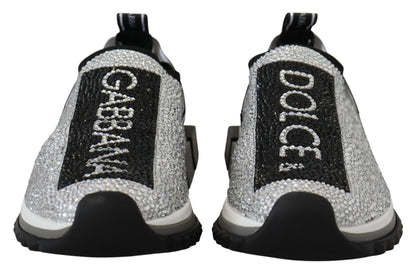 Dolce &amp; Gabbana Glitter Silver Rhinestone Sneakers