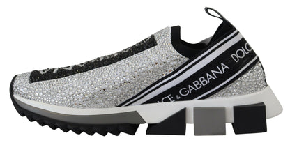 Dolce &amp; Gabbana Glitter Silver Rhinestone Sneakers