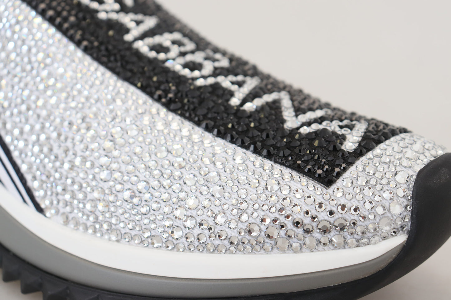 Dolce &amp; Gabbana Glitter Silver Rhinestone Sneakers