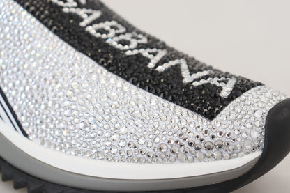 Dolce &amp; Gabbana Glitter Silver Rhinestone Sneakers