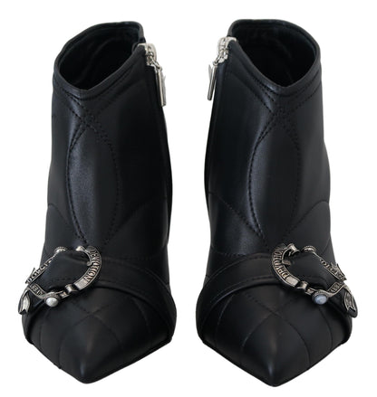 Dolce & Gabbana Schwarze Devotion Gesteppte Knöchelstiefel mit Schnalle Schuhe