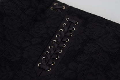 Dolce & Gabbana Schwarzer Brokat Mini-Bleistiftrock über dem Knie