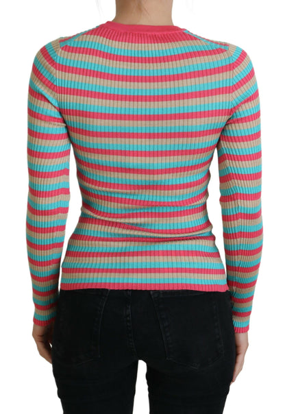 Dolce & Gabbana Multicolor Pullover mit Rundhalsausschnitt aus Seide