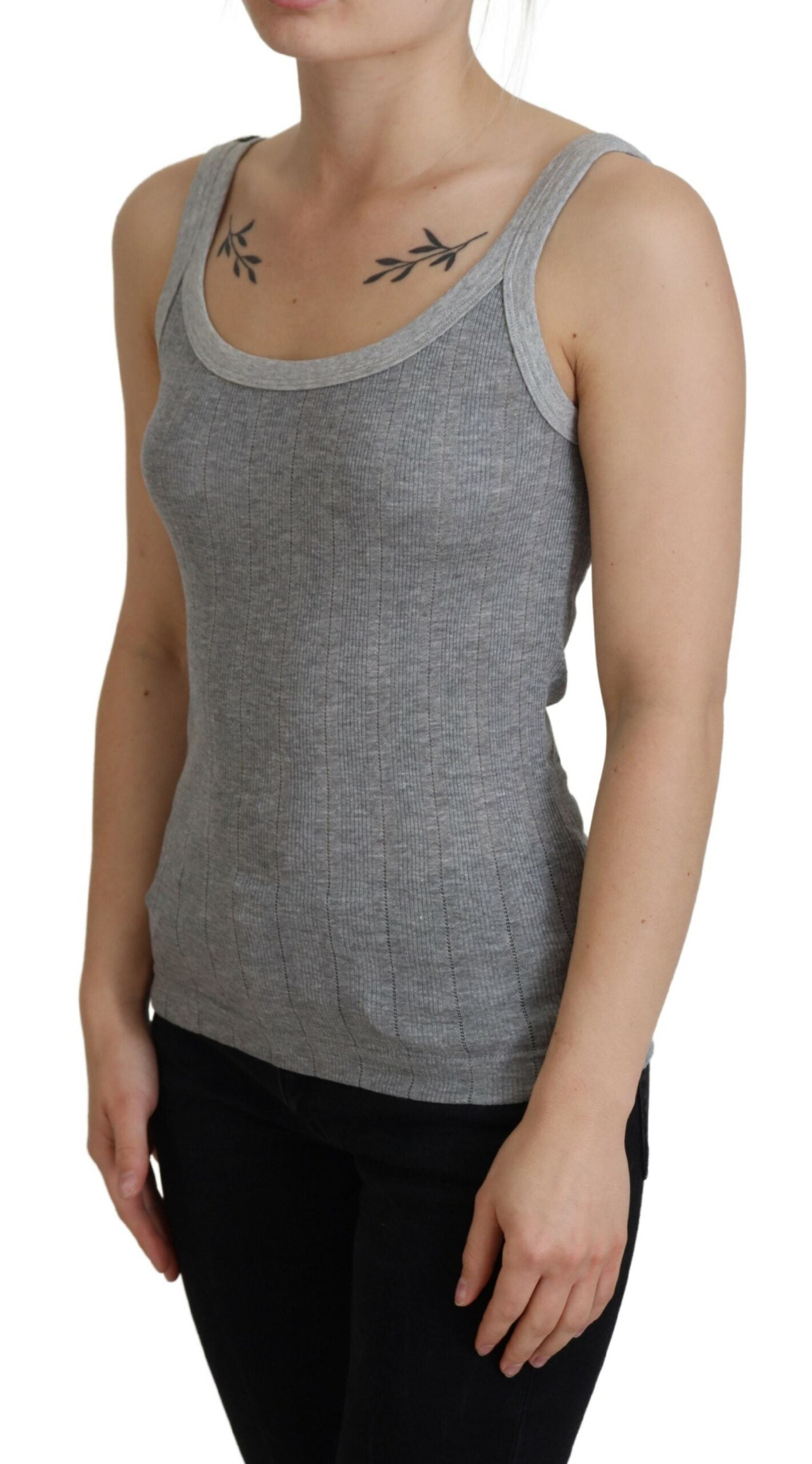 Dolce & Gabbana Graues Baumwolle Modal Canotta Tank Top T-Shirt