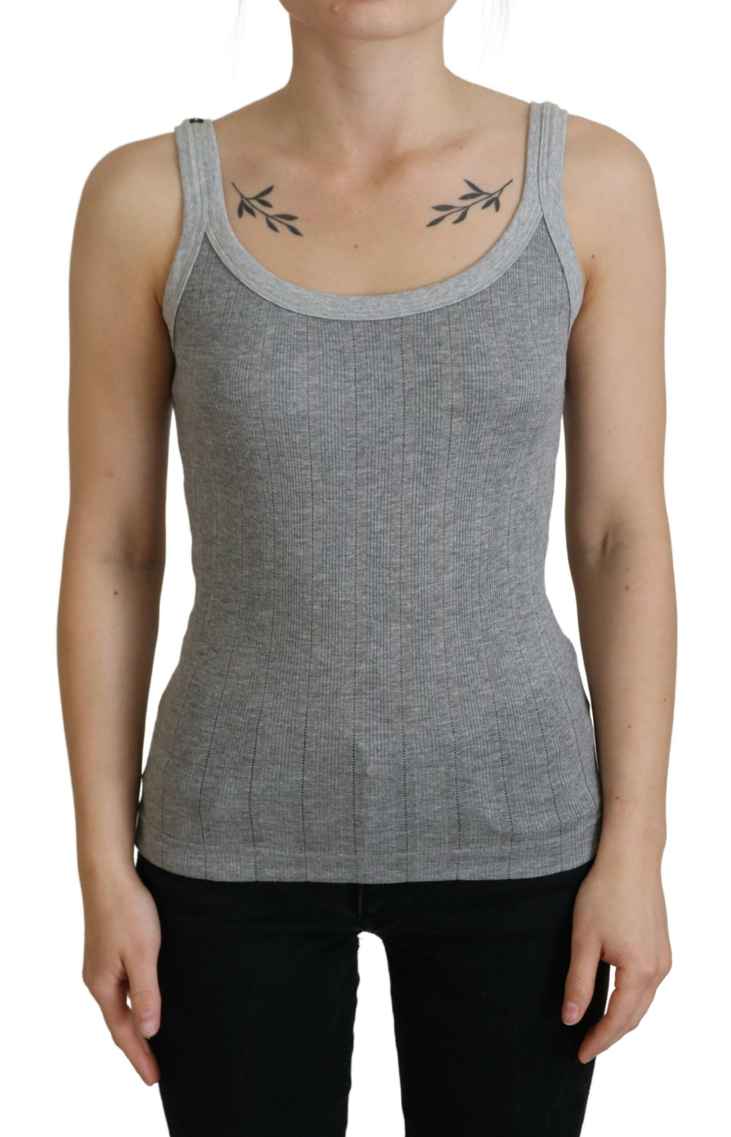 Dolce & Gabbana Graues Baumwolle Modal Canotta Tank Top T-Shirt