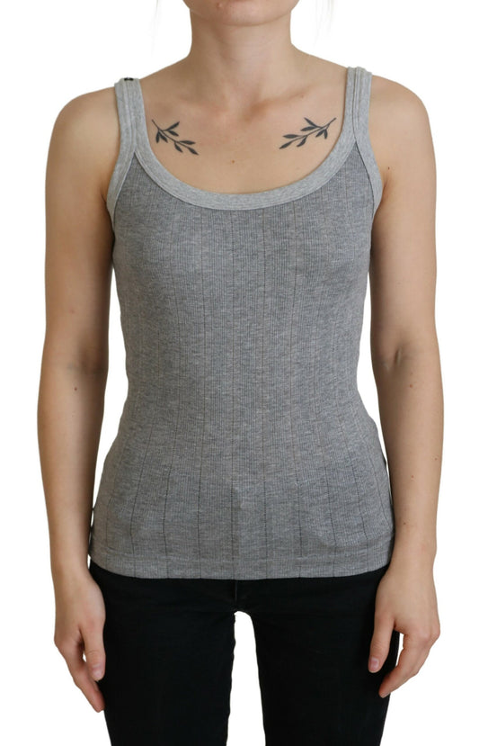 Dolce & Gabbana Graues Baumwolle Modal Canotta Tank Top T-Shirt
