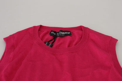 Dolce & Gabbana Rosa Seidenweste Pullover mit Rundhalsausschnitt Tank Top