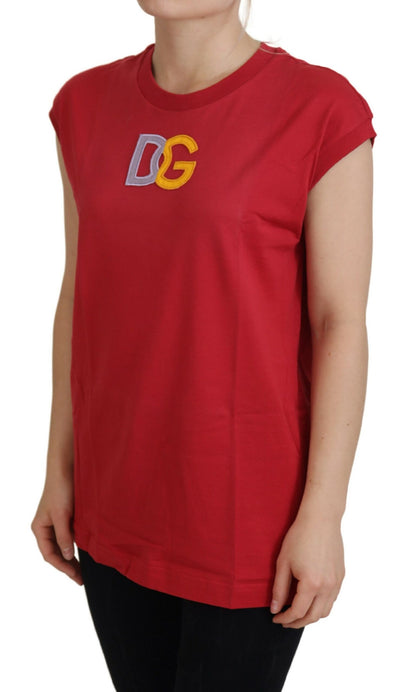 Dolce & Gabbana Rotes Baumwoll-DG-Logo-Tank-T-Shirt