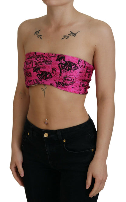 John Galliano Pinke Bluse mit Zeitungsdruck im BH-Format
