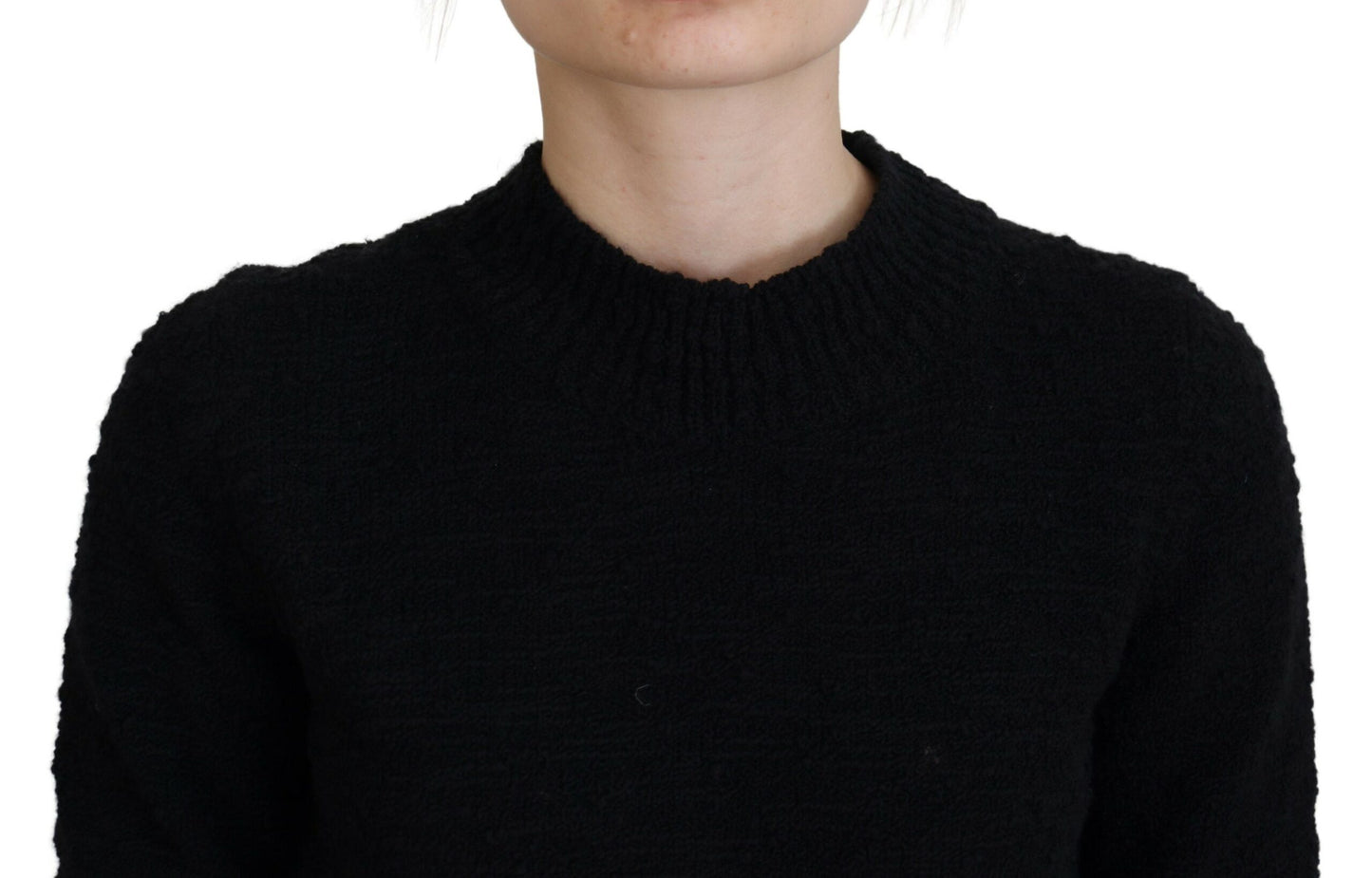Dolce & Gabbana Schwarzer Wollstrickpullover mit Rundhalsausschnitt