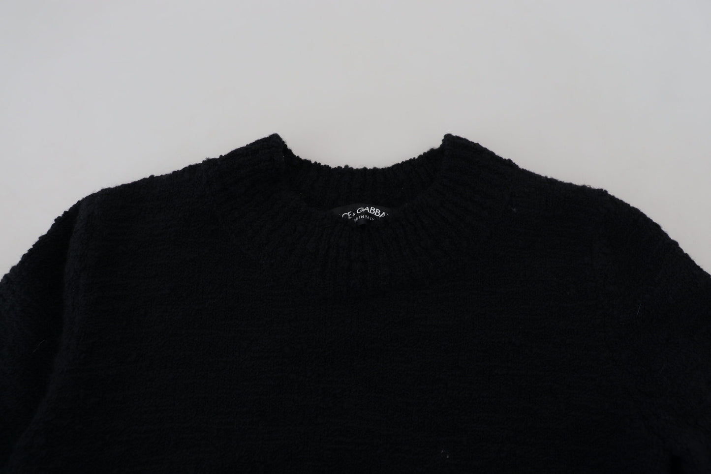 Dolce & Gabbana Schwarzer Wollstrickpullover mit Rundhalsausschnitt