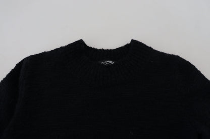 Dolce & Gabbana Schwarzer Wollstrickpullover mit Rundhalsausschnitt