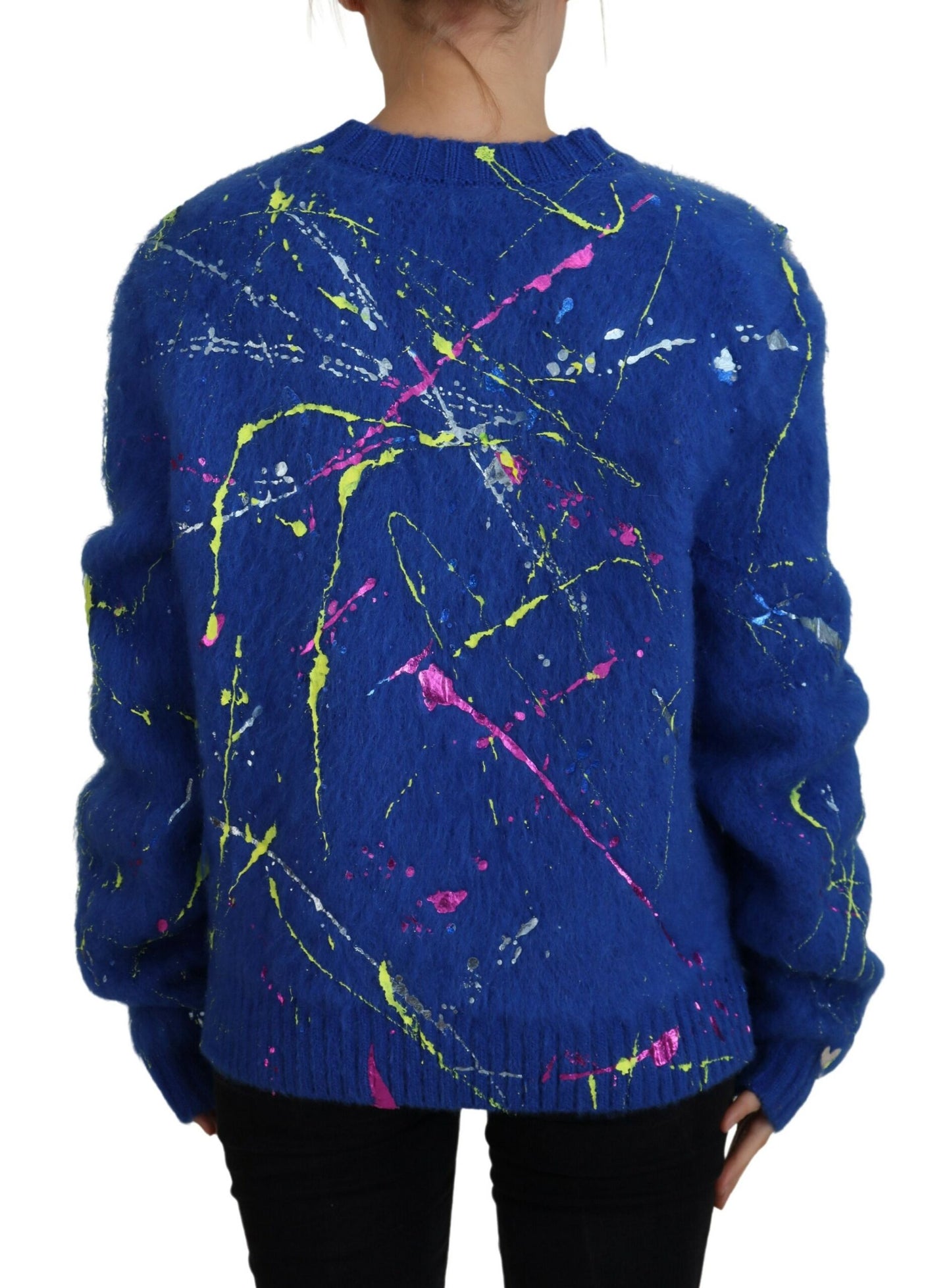 Dolce & Gabbana Blauer Color Splash Mohair Cardigan Pullover