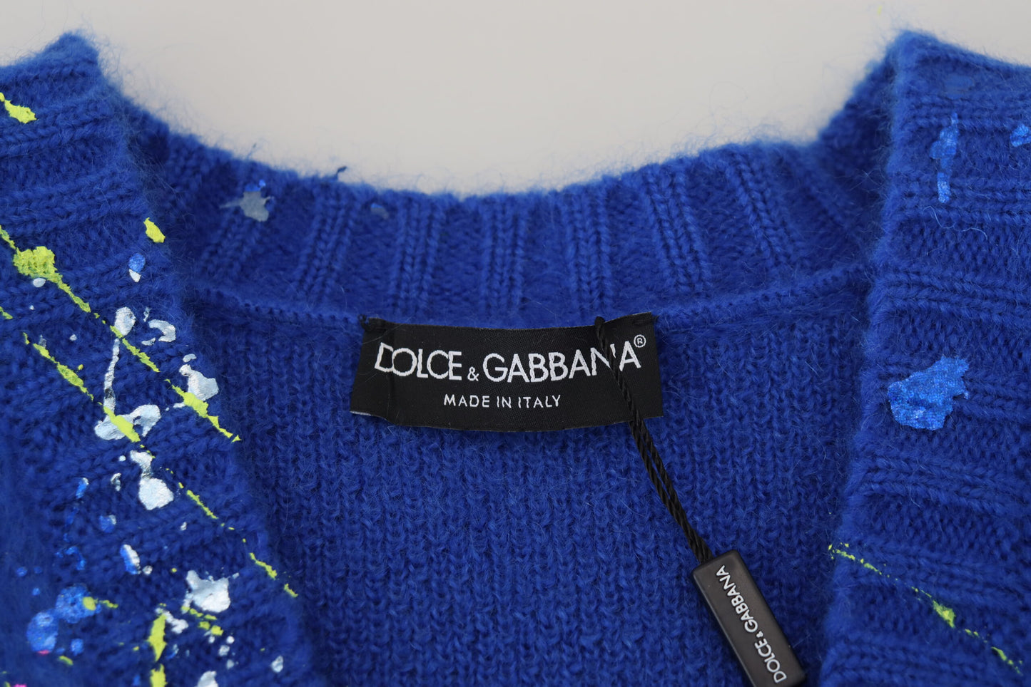 Dolce & Gabbana Blauer Color Splash Mohair Cardigan Pullover