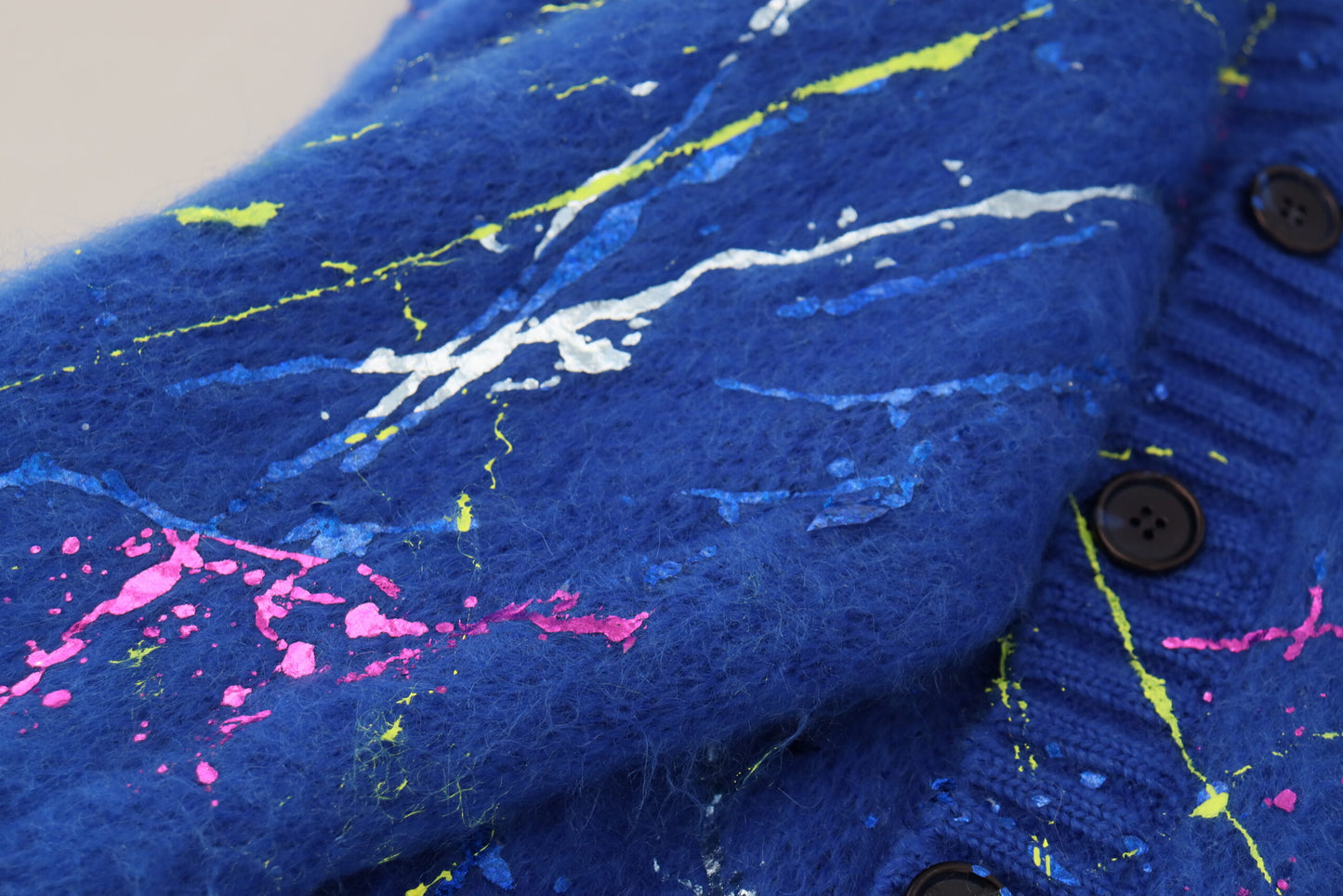 Dolce & Gabbana Blauer Color Splash Mohair Cardigan Pullover