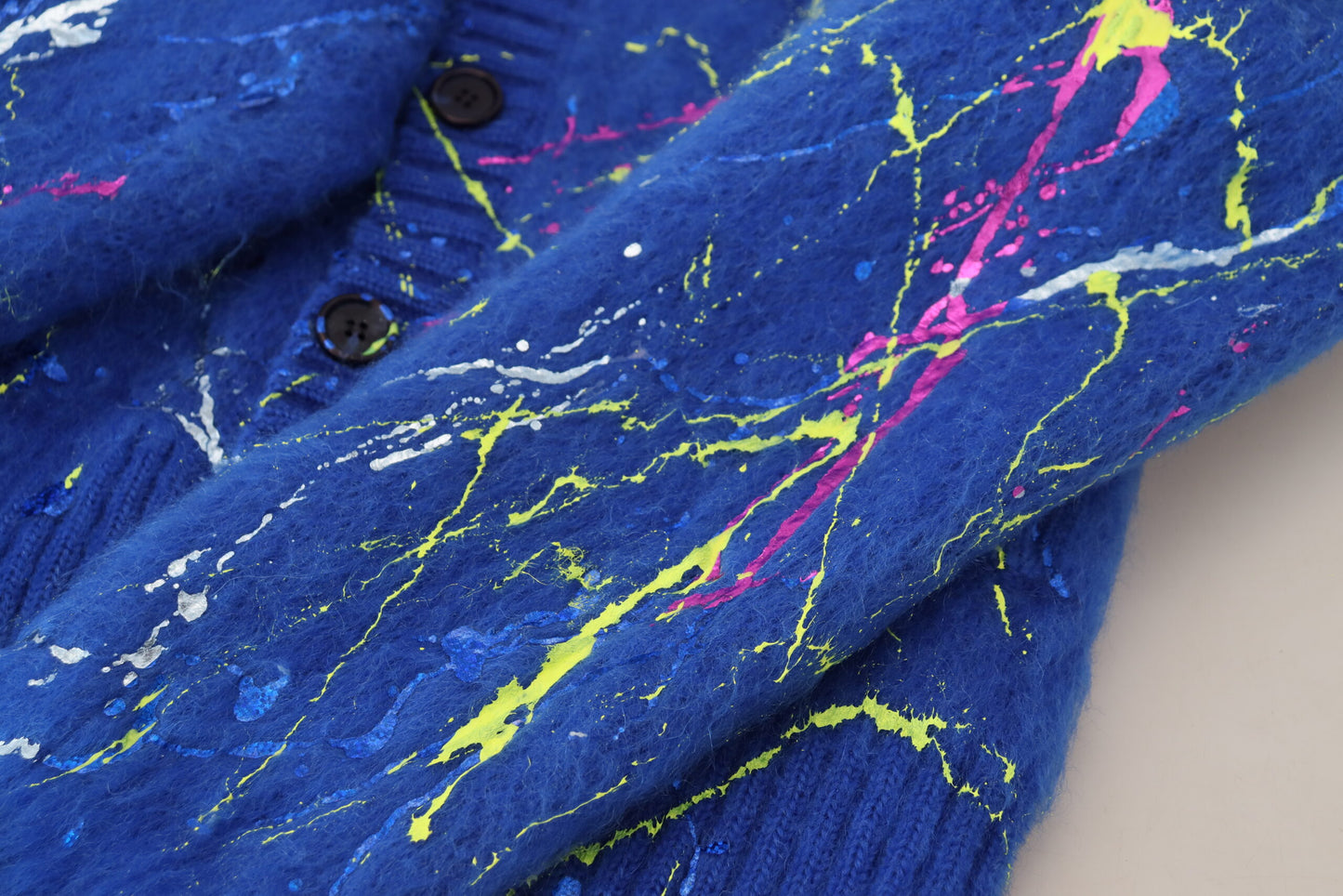 Dolce & Gabbana Blauer Color Splash Mohair Cardigan Pullover