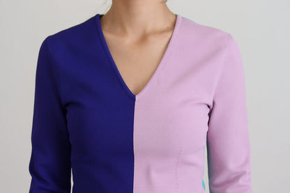 Dolce & Gabbana Multicolor Pullover mit V-Ausschnitt und langen Ärmeln aus Viskose
