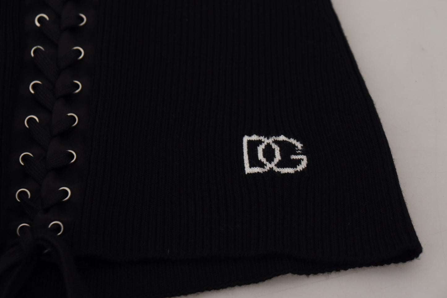 Dolce & Gabbana Schwarzer Wollstrickpullover mit schmaler Passform