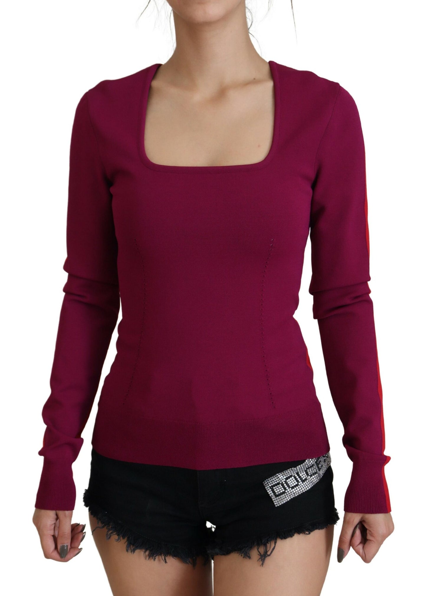 Dolce & Gabbana Multicolor Viskose Pullover mit quadratischem Ausschnitt