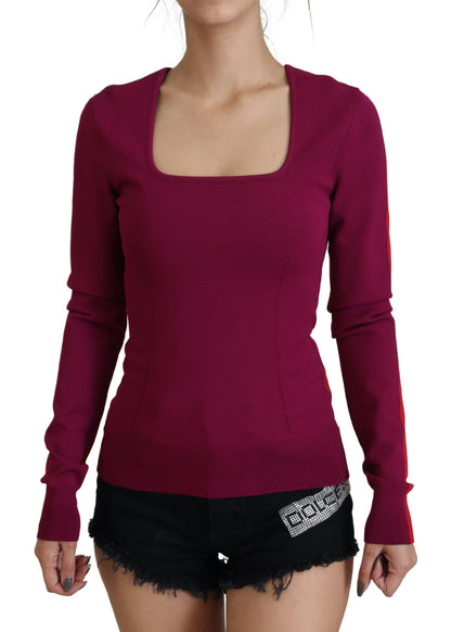 Dolce & Gabbana Multicolor Viskose Pullover mit quadratischem Ausschnitt