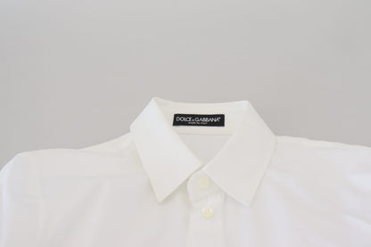 Dolce & Gabbana Weißes langärmeliges formelles Top mit Kragen aus Baumwolle