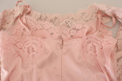 Dolce & Gabbana Pinke florale Spitze ärmelloses Tank-Bluse Top