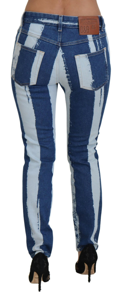 Dolce &amp; Gabbana Smooth Striped Slim Fit Italian Jeans